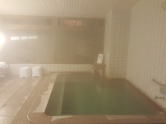 粟津温泉源泉かけ流しの宿「かめたに」の浴槽